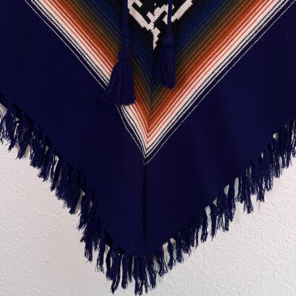 Vintage Poncho Sweater Womens Southwest Aztec Fringe Blanket Tassel Western Boho - Picture 3 of 8